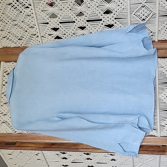 J.Jill light blue 100% linen long sleeve women's blouse size M. - Picture 5 of 5